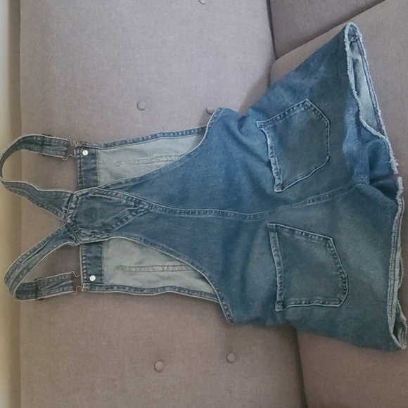 GAP Overalls Shorts Girls Size Xxl Unisex Youth Frayed-hem Blue Jean Shorts - Picture 6 of 9
